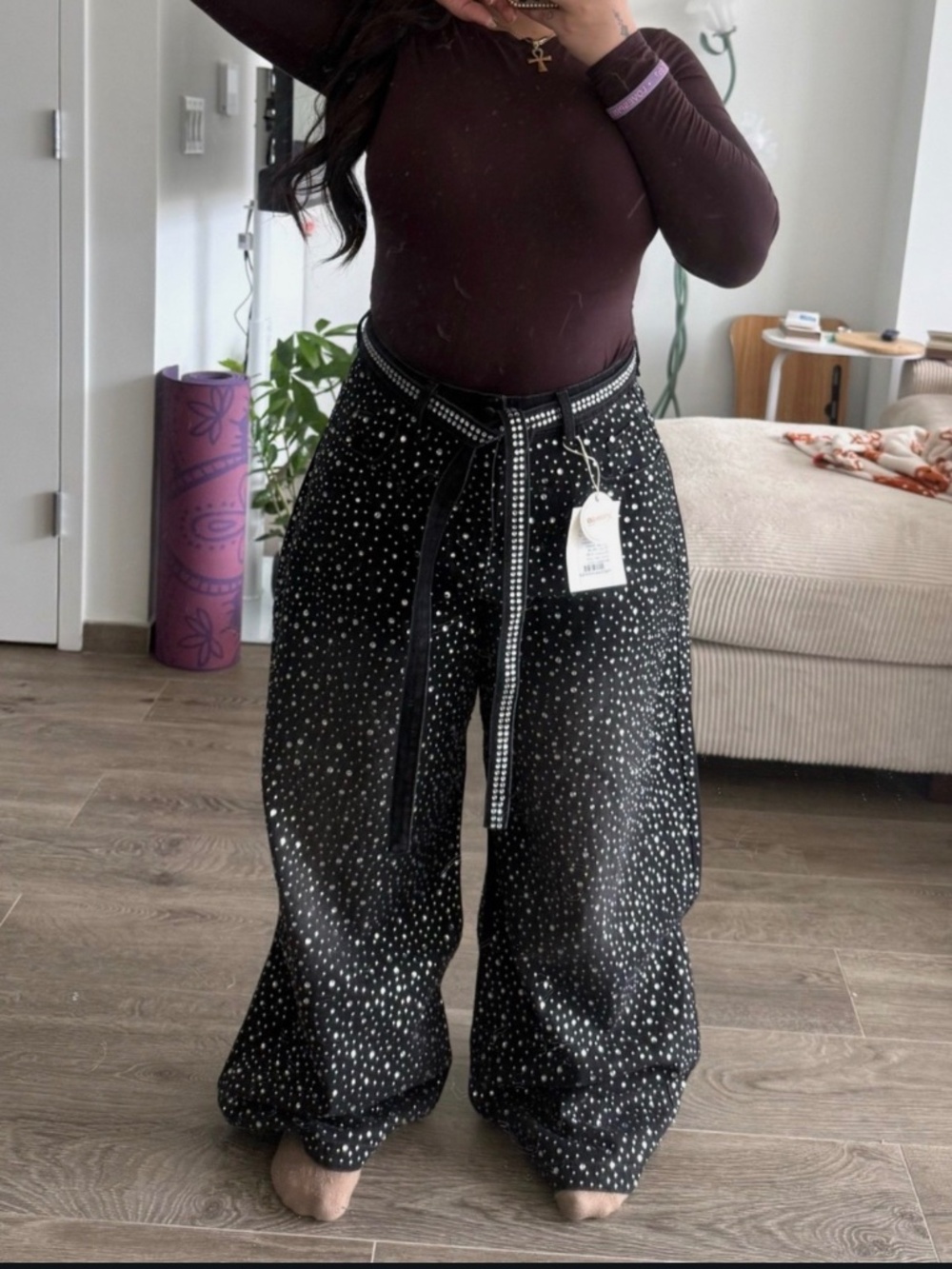 Dingo designer black rhinestone pants